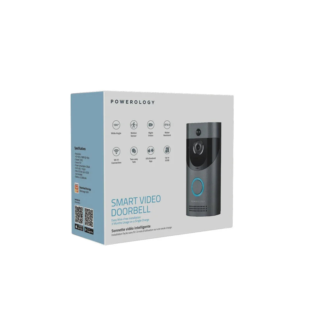 Powerology Smart Video Doorbell with Night Vision and Motion Sensor - Tashqila Powerology Smart Video Doorbell with Night Vision and Motion Sensor - Tashqila